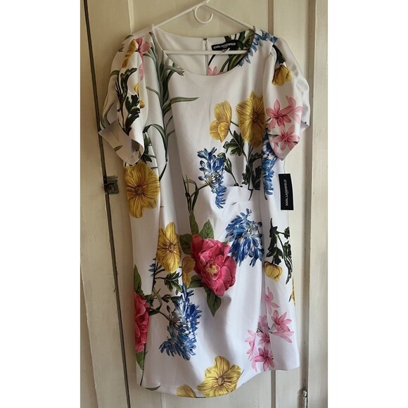Karl Lagerfeld Floral Women’s Dress NWT Size 22 Plus Size Flowers Pink Yellow - Picture 1 of 11